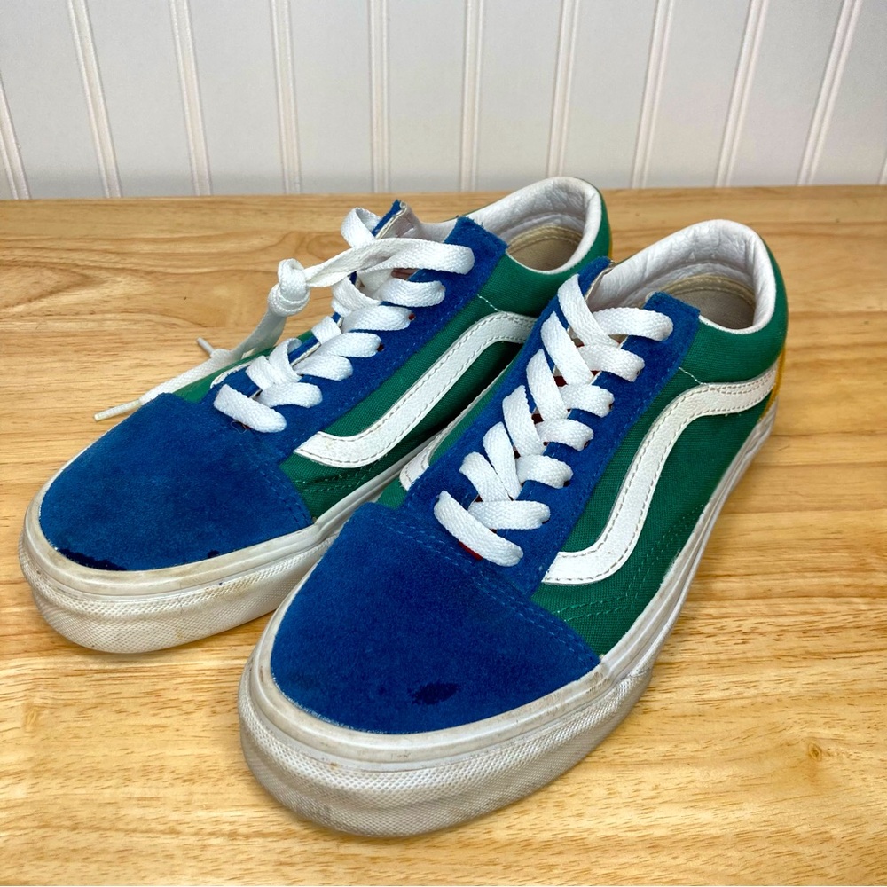 Vans Off The Wall Sneakers M5/W6.5 Suede Canvas Blue Green Yellow Skate Street